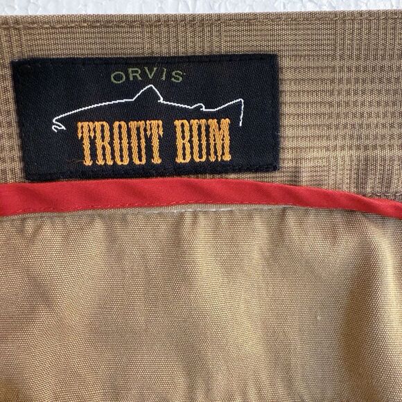 Orvis Trout Bum Shorts S42 Tan Plaid Outdoor Cargo pocket Hiking fishing Camping - Picture 9 of 11